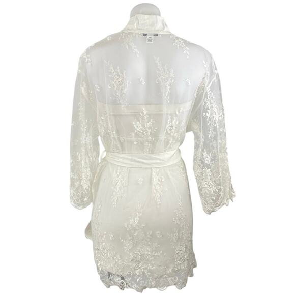 NEW Rya Collection White Embroidered Lace Sheer Tie Waist Swim Cover Up Size XS - Picture 3 of 4
